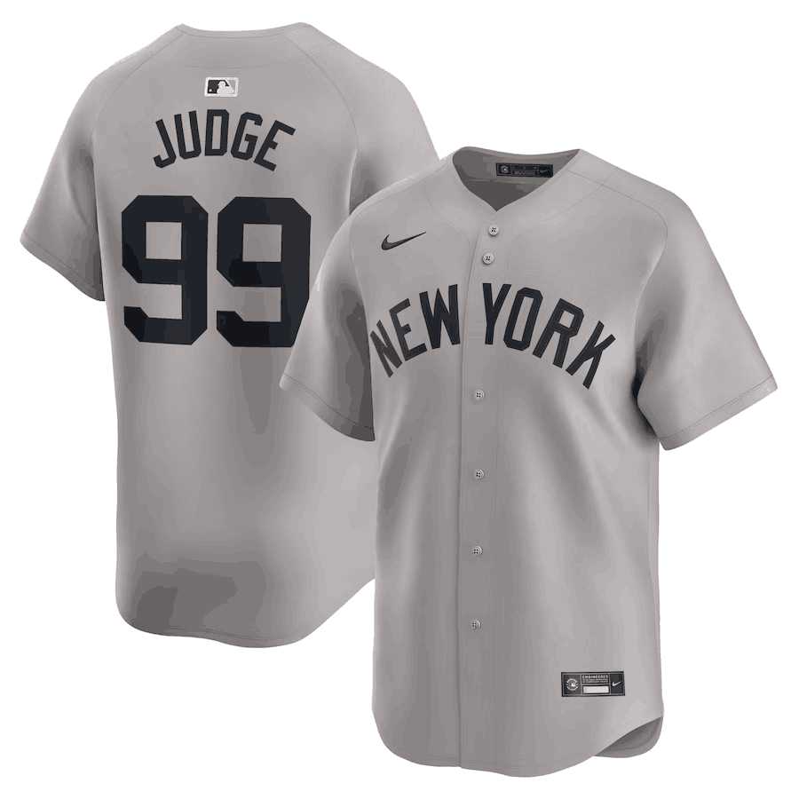 Men%27s New York Yankees #99 Aaron Judge Gray 2024 Away Limited Cool Base Stitched Baseball Jersey Dzhi->new york yankees->MLB Jersey